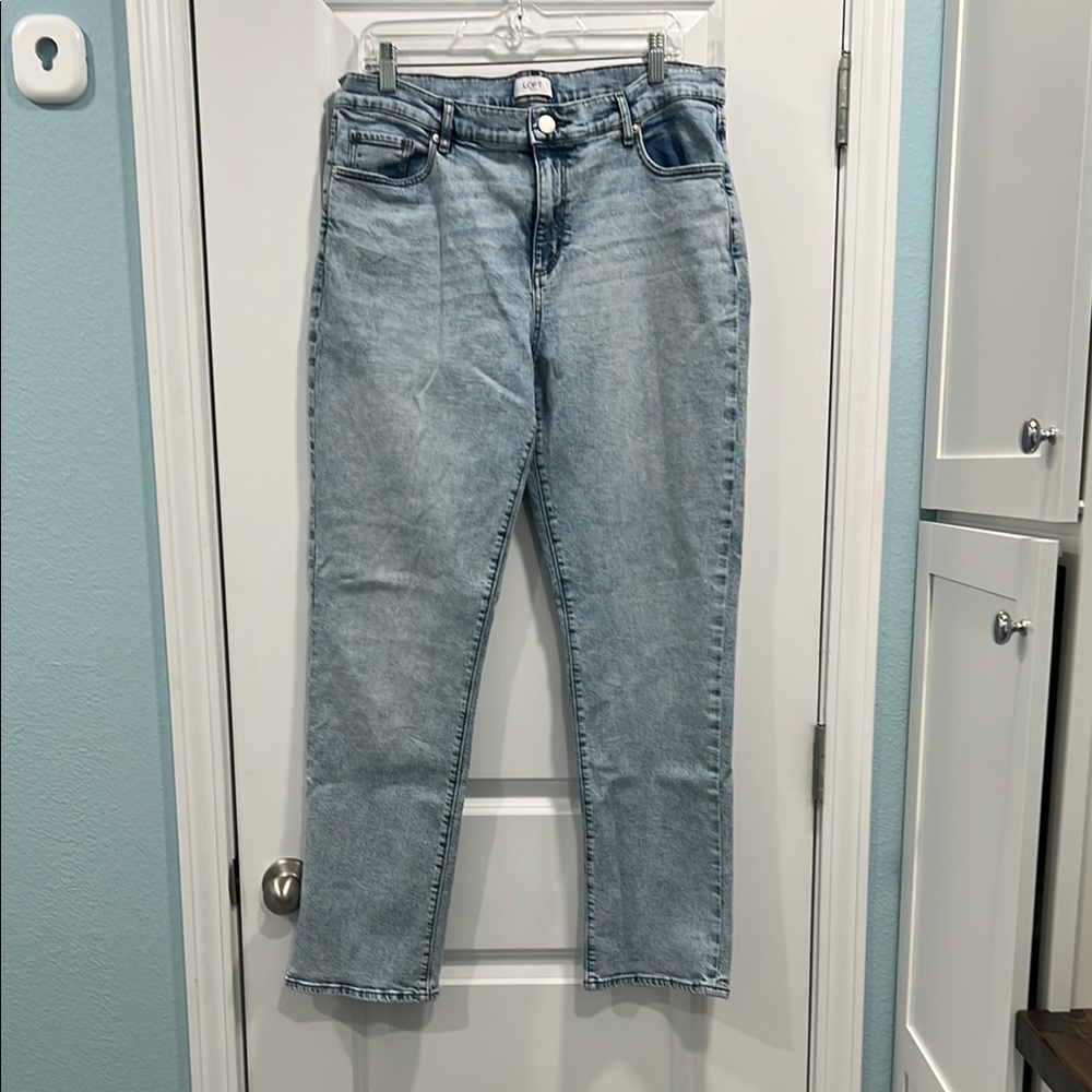 LOFT Blue Straight Leg Jeans High-Waisted